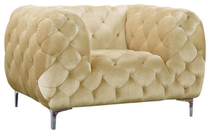 Mercer Beige Velvet Chair - Furniture Stars (Chicago, IL)