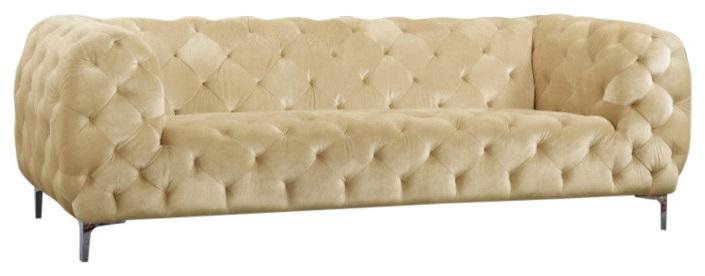 Mercer Beige Velvet Sofa - Furniture Stars (Chicago, IL)