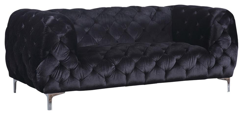 Mercer Black Velvet Loveseat - Furniture Stars (Chicago, IL)