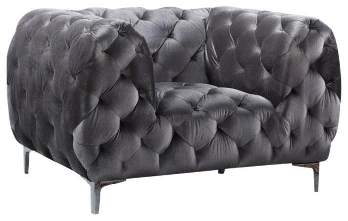 Mercer Grey Velvet Chair - Furniture Stars (Chicago, IL)