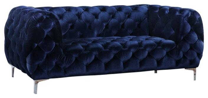 Mercer Navy Velvet Loveseat - Furniture Stars (Chicago, IL)