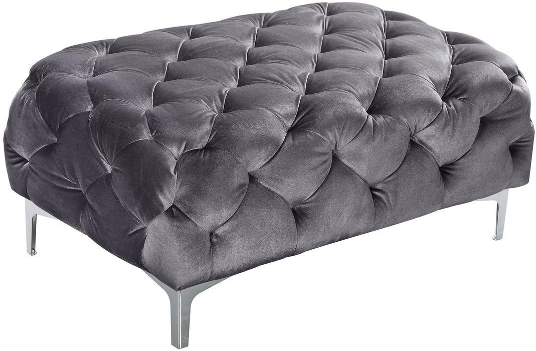 Mercer Grey Velvet Ottoman - Furniture Stars (Chicago, IL)