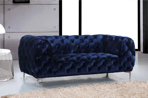 Mercer Navy Velvet Loveseat - Furniture Stars (Chicago, IL)