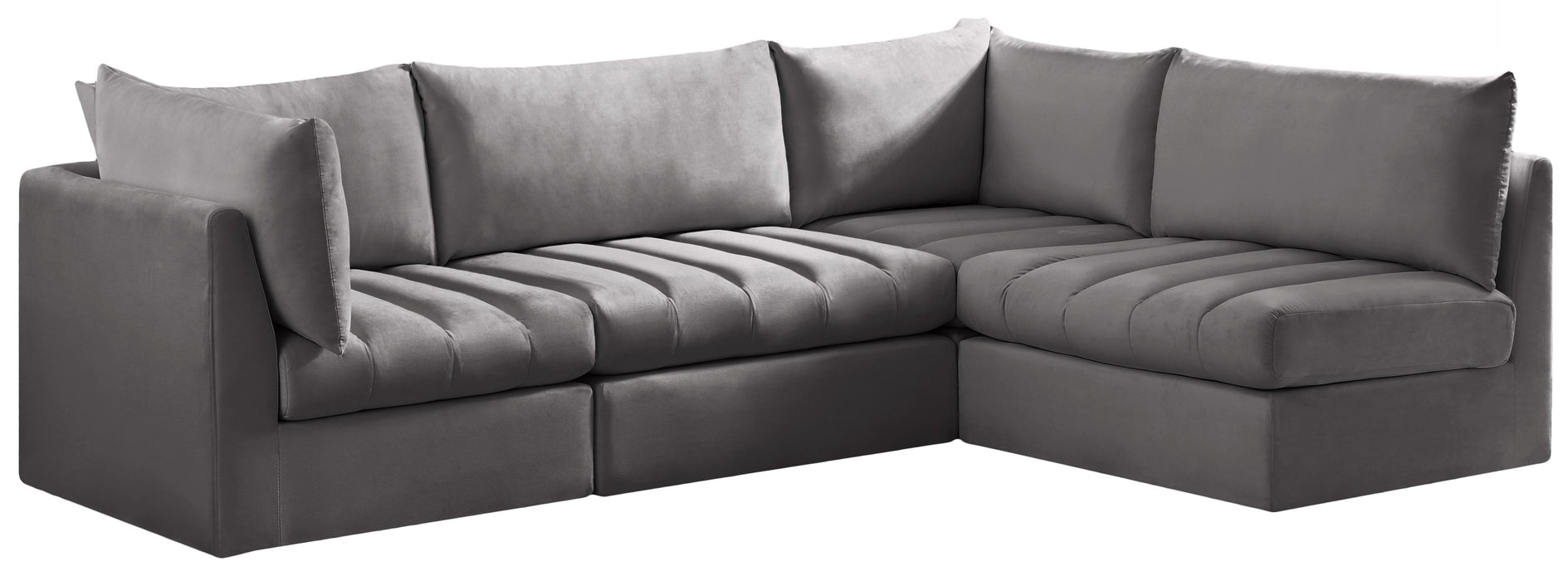 Jacob Grey Velvet Modular Sectional - Furniture Stars (Chicago, IL)