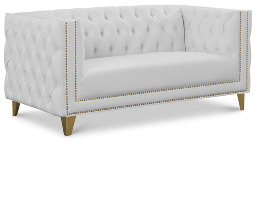 Michelle White Faux Leather Loveseat - Furniture Stars (Chicago, IL)