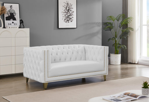 Michelle White Faux Leather Loveseat - Furniture Stars (Chicago, IL)