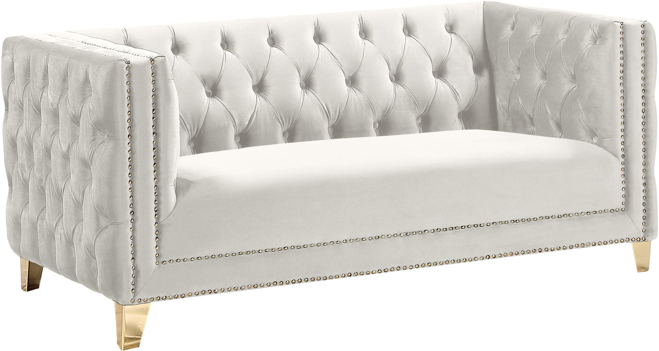 Michelle Cream Velvet Loveseat - Furniture Stars (Chicago, IL)