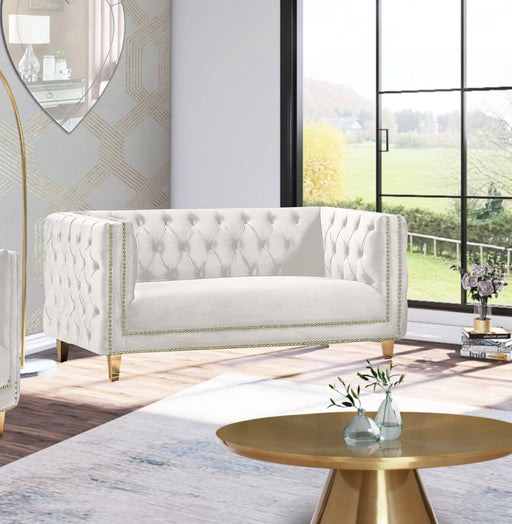 Michelle Cream Velvet Loveseat - Furniture Stars (Chicago, IL)