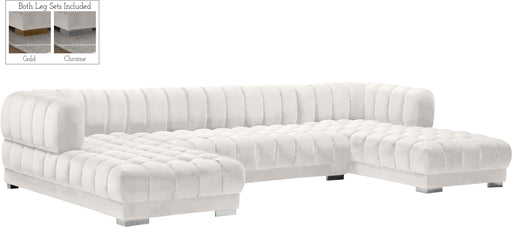 Gwen Cream Velvet 3pc. Sectional (3 Boxes) - Furniture Stars (Chicago, IL)