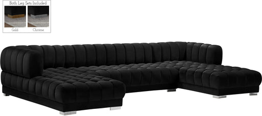 Gwen Black Velvet 3pc. Sectional (3 Boxes) - Furniture Stars (Chicago, IL)