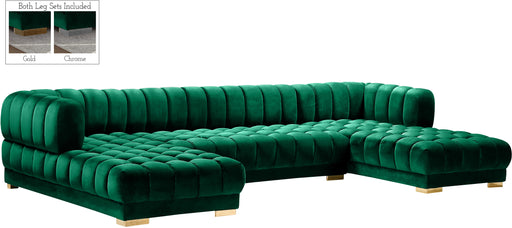 Gwen Green Velvet 3pc. Sectional (3 Boxes) - Furniture Stars (Chicago, IL)
