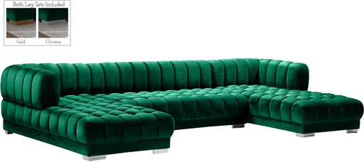 Gwen Green Velvet 3pc. Sectional (3 Boxes) - Furniture Stars (Chicago, IL)