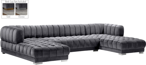 Gwen Grey Velvet 3pc. Sectional (3 Boxes) - Furniture Stars (Chicago, IL)