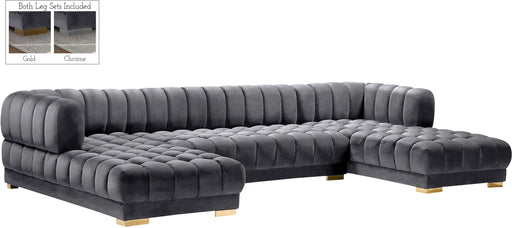 Gwen Grey Velvet 3pc. Sectional (3 Boxes) - Furniture Stars (Chicago, IL)