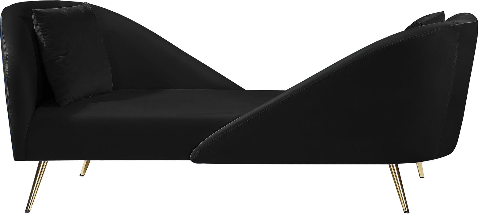 Nolan Black Velvet Chaise - Furniture Stars (Chicago, IL)