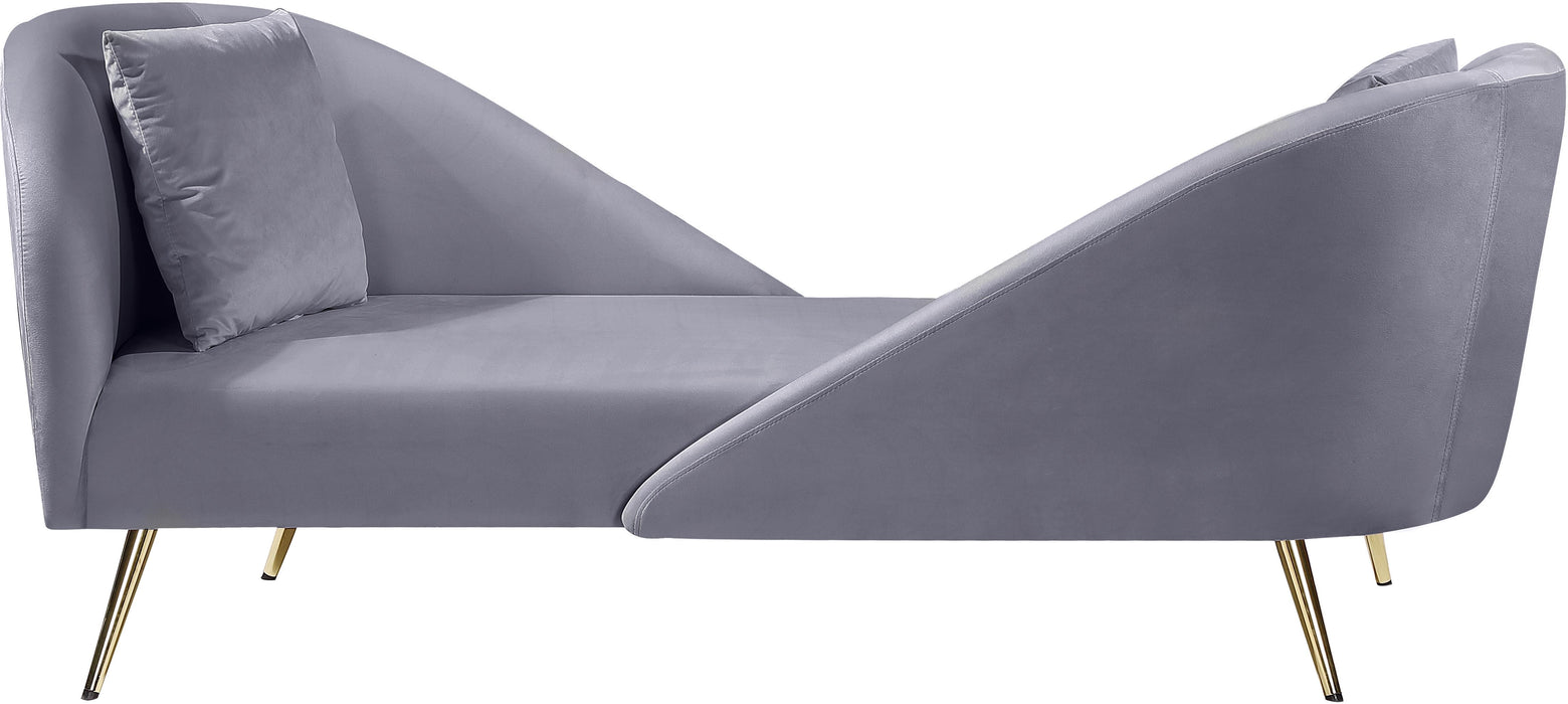 Nolan Grey Velvet Chaise - Furniture Stars (Chicago, IL)