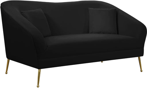Hermosa Black Velvet Loveseat - Furniture Stars (Chicago, IL)