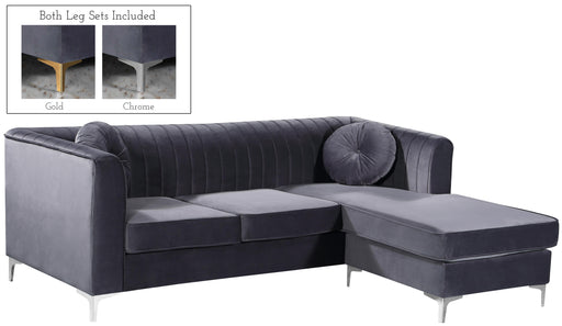 Eliana Grey Velvet 2pc. Reversible Sectional - Furniture Stars (Chicago, IL)