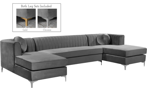 Graham Grey Velvet 3pc. Sectional - Furniture Stars (Chicago, IL)