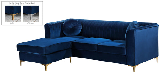 Eliana Navy Velvet 2pc. Reversible Sectional - Furniture Stars (Chicago, IL)