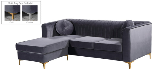 Eliana Grey Velvet 2pc. Reversible Sectional - Furniture Stars (Chicago, IL)