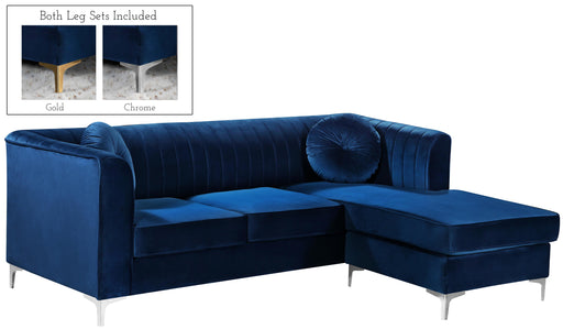 Eliana Navy Velvet 2pc. Reversible Sectional - Furniture Stars (Chicago, IL)