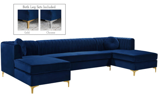 Graham Navy Velvet 3pc. Sectional - Furniture Stars (Chicago, IL)