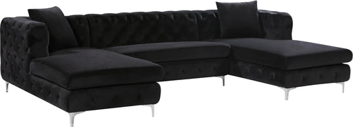 Gail Black Velvet 3pc. Sectional - Furniture Stars (Chicago, IL)