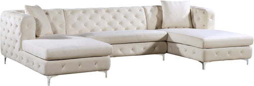 Gail Cream Velvet 3pc. Sectional - Furniture Stars (Chicago, IL)