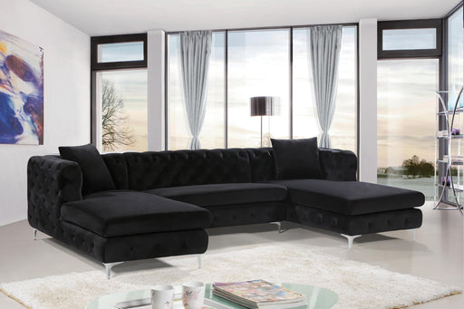 Gail Black Velvet 3pc. Sectional - Furniture Stars (Chicago, IL)