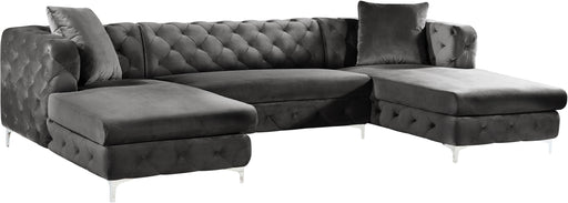 Gail Grey Velvet 3pc. Sectional - Furniture Stars (Chicago, IL)