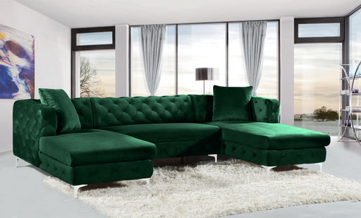 Gail Green Velvet 3pc. Sectional - Furniture Stars (Chicago, IL)