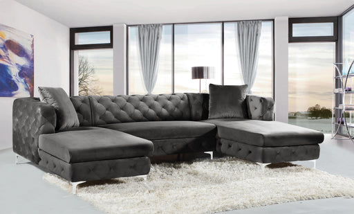 Gail Grey Velvet 3pc. Sectional - Furniture Stars (Chicago, IL)