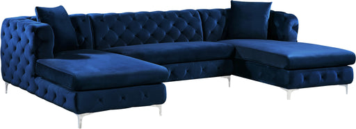 Gail Navy Velvet 3pc. Sectional - Furniture Stars (Chicago, IL)