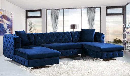 Gail Navy Velvet 3pc. Sectional - Furniture Stars (Chicago, IL)