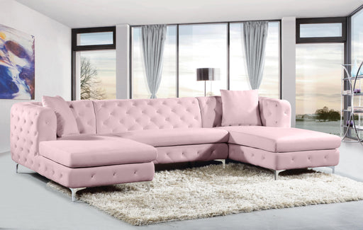 Gail Pink Velvet 3pc. Sectional - Furniture Stars (Chicago, IL)