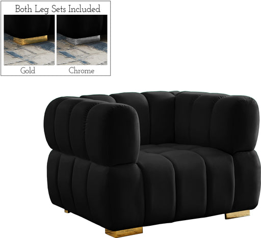 Gwen Black Velvet Chair - Furniture Stars (Chicago, IL)