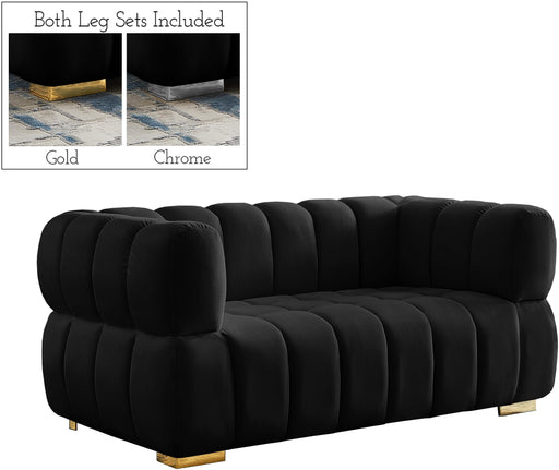 Gwen Black Velvet Loveseat - Furniture Stars (Chicago, IL)