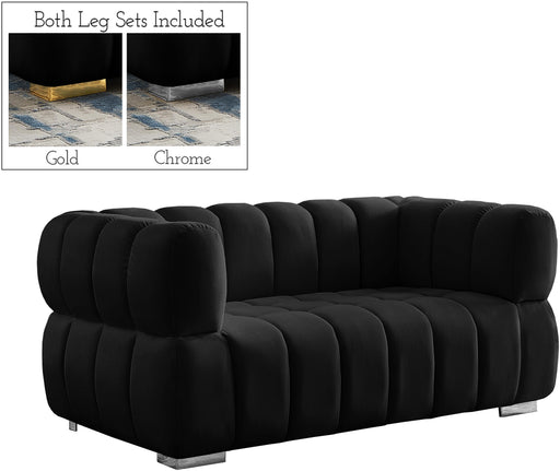Gwen Black Velvet Loveseat - Furniture Stars (Chicago, IL)