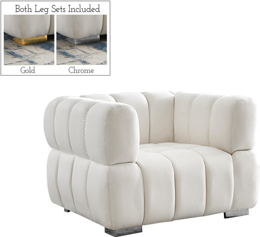 Gwen Cream Velvet Chair - Furniture Stars (Chicago, IL)