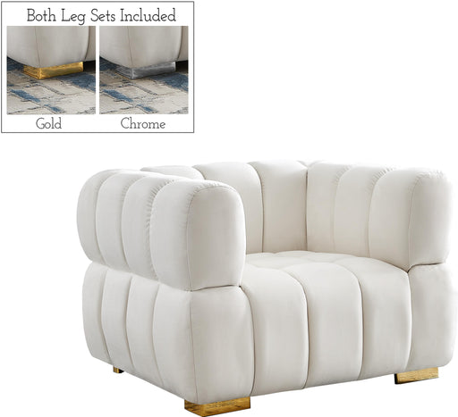 Gwen Cream Velvet Chair - Furniture Stars (Chicago, IL)