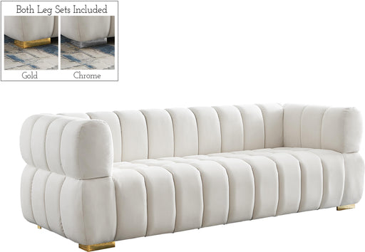 Gwen Cream Velvet Sofa - Furniture Stars (Chicago, IL)