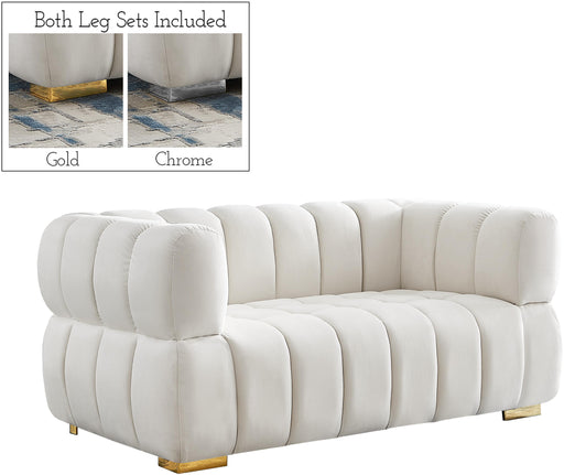 Gwen Cream Velvet Loveseat - Furniture Stars (Chicago, IL)