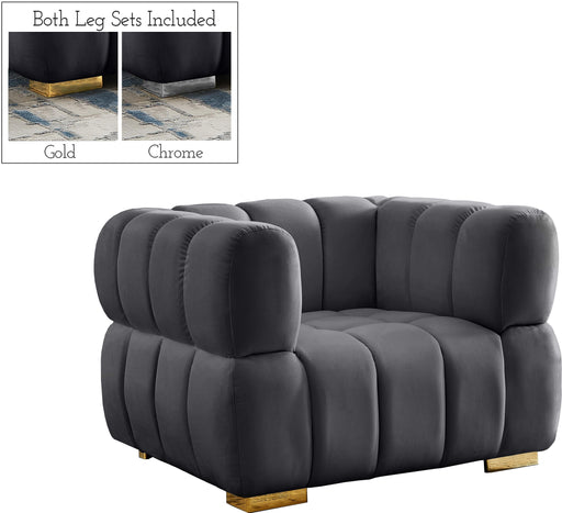 Gwen Grey Velvet Chair - Furniture Stars (Chicago, IL)