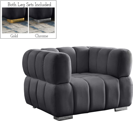 Gwen Grey Velvet Chair - Furniture Stars (Chicago, IL)