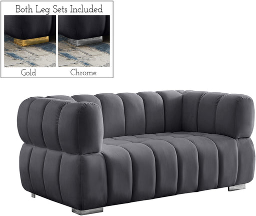 Gwen Grey Velvet Loveseat - Furniture Stars (Chicago, IL)
