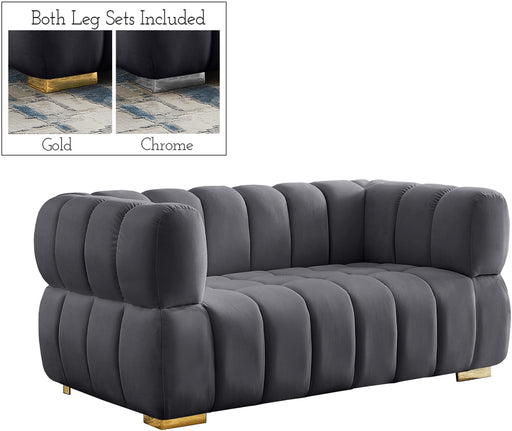 Gwen Grey Velvet Loveseat - Furniture Stars (Chicago, IL)