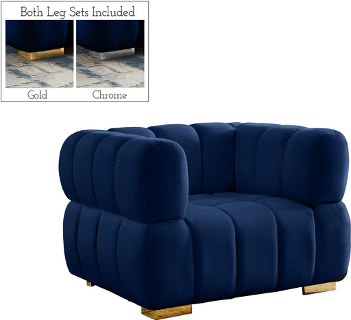 Gwen Navy Velvet Chair - Furniture Stars (Chicago, IL)