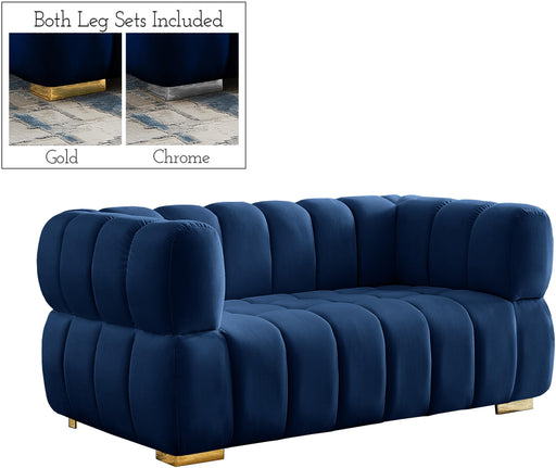 Gwen Navy Velvet Loveseat - Furniture Stars (Chicago, IL)