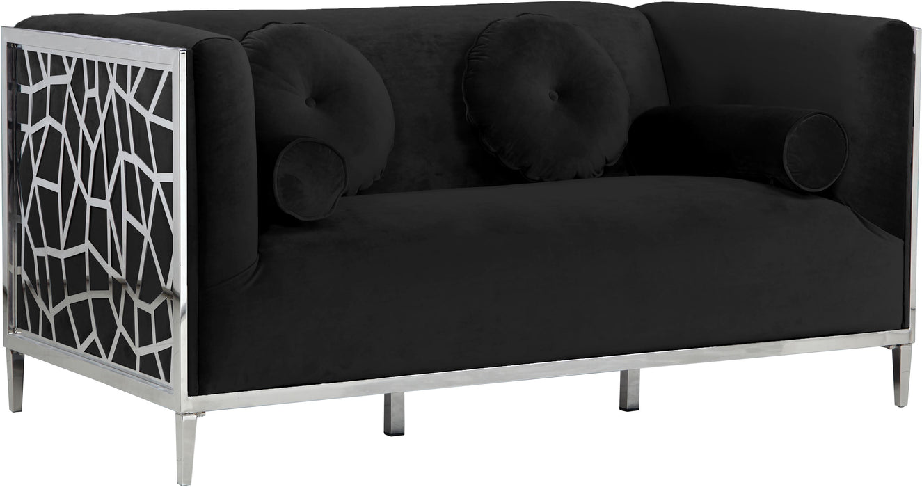 Opal Black Velvet Loveseat - Furniture Stars (Chicago, IL)